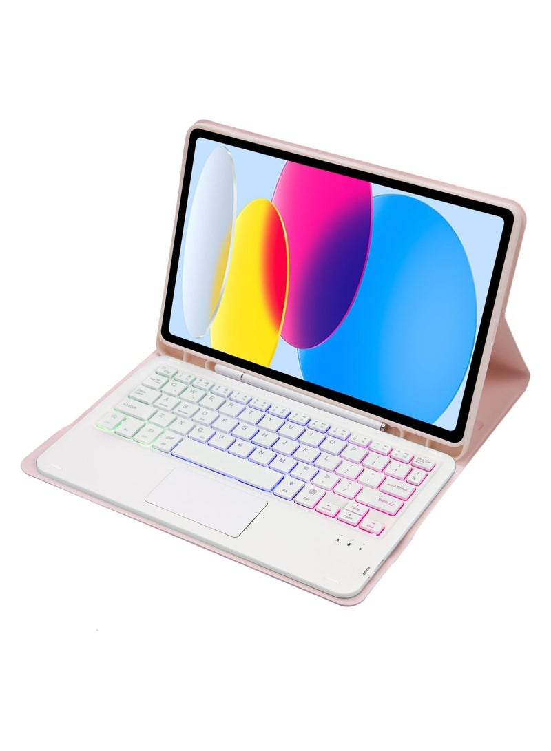 غطاء لوحة مفاتيح بإضاءة خلفية لـ iPad 11 الجيل (A16) 11 بوصة 2025 - لوحة مفاتيح لمسية بلوتوث قابلة للفصل مغناطيسيًا مع فتحة قلم - حامل متعدد الزوايا - Image 3